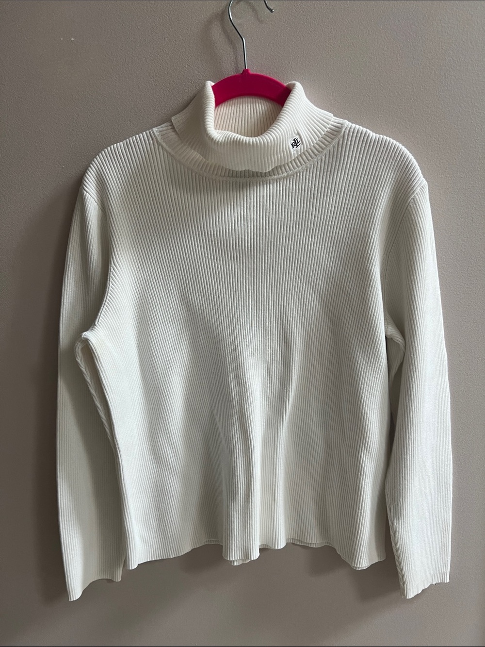 Lauren Ralph Lauren Cream Ribbed Turtleneck Sweater Size 2X